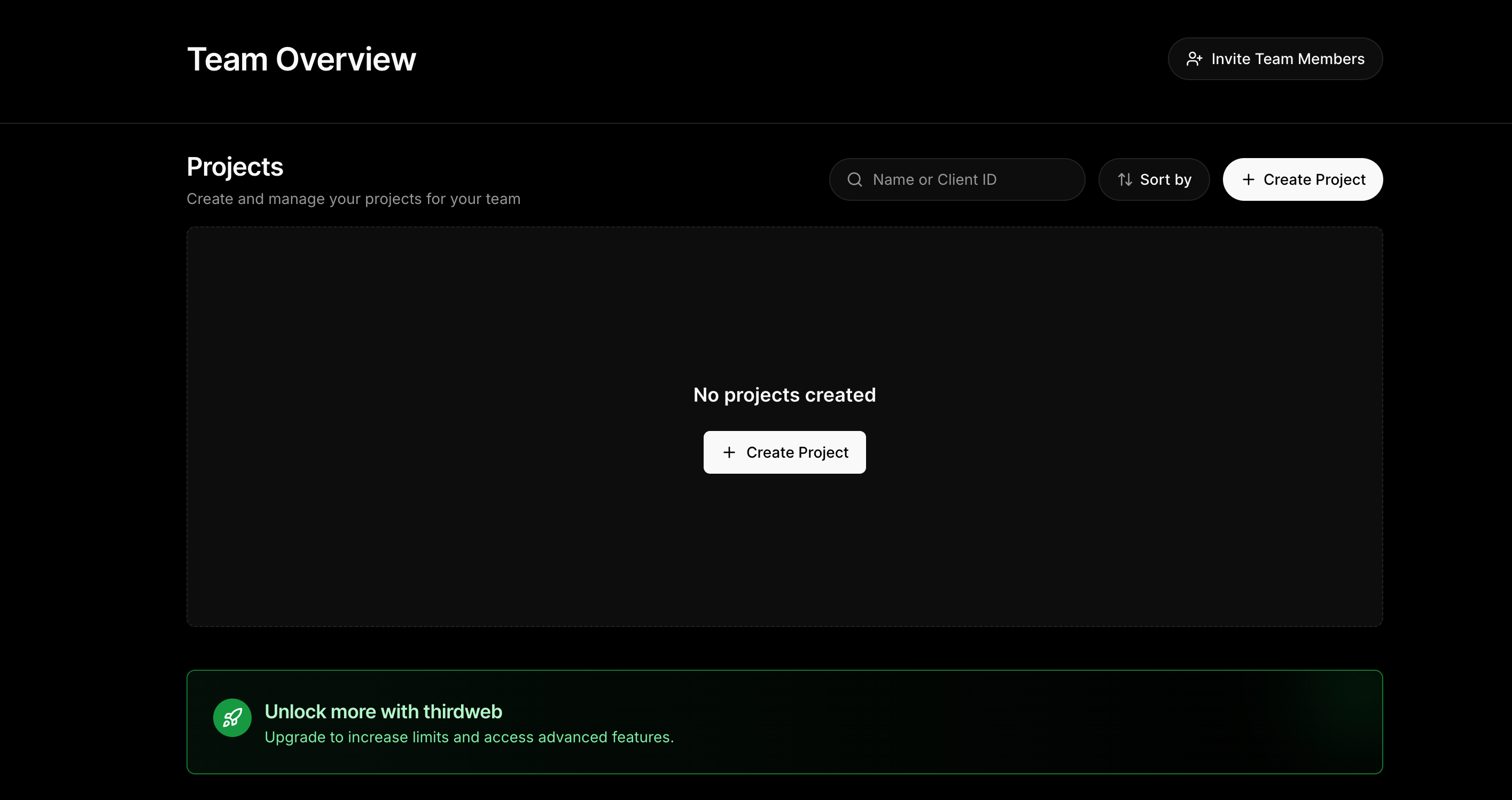 thirdweb dashboard