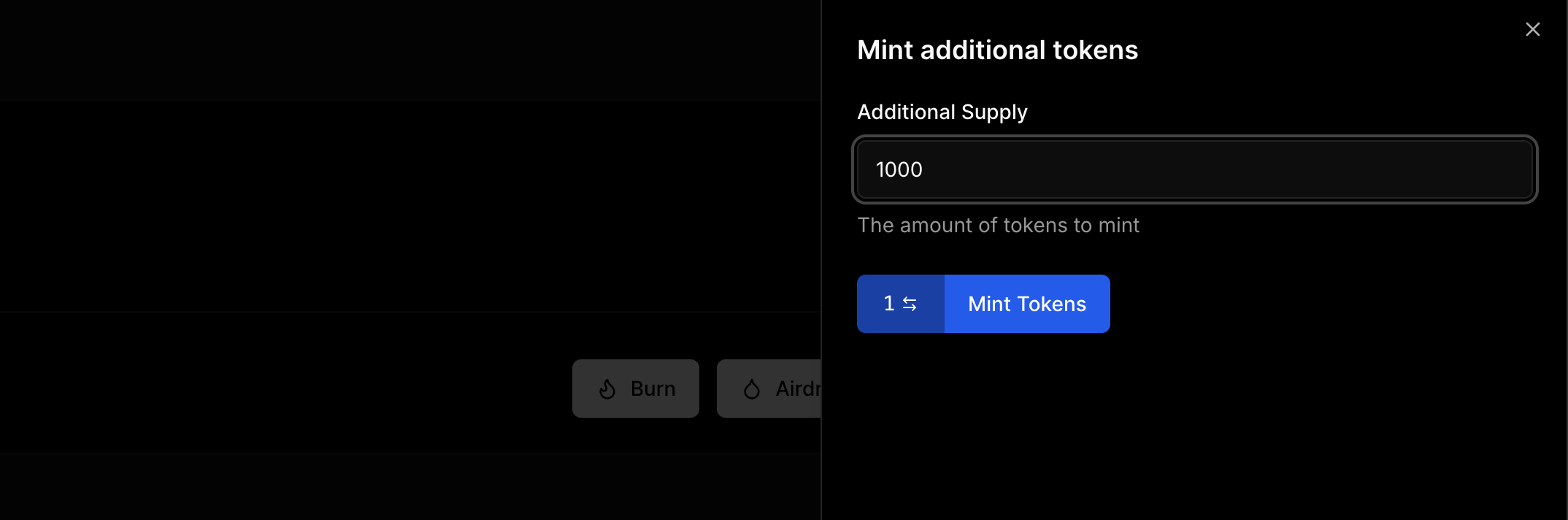 mint tokens form